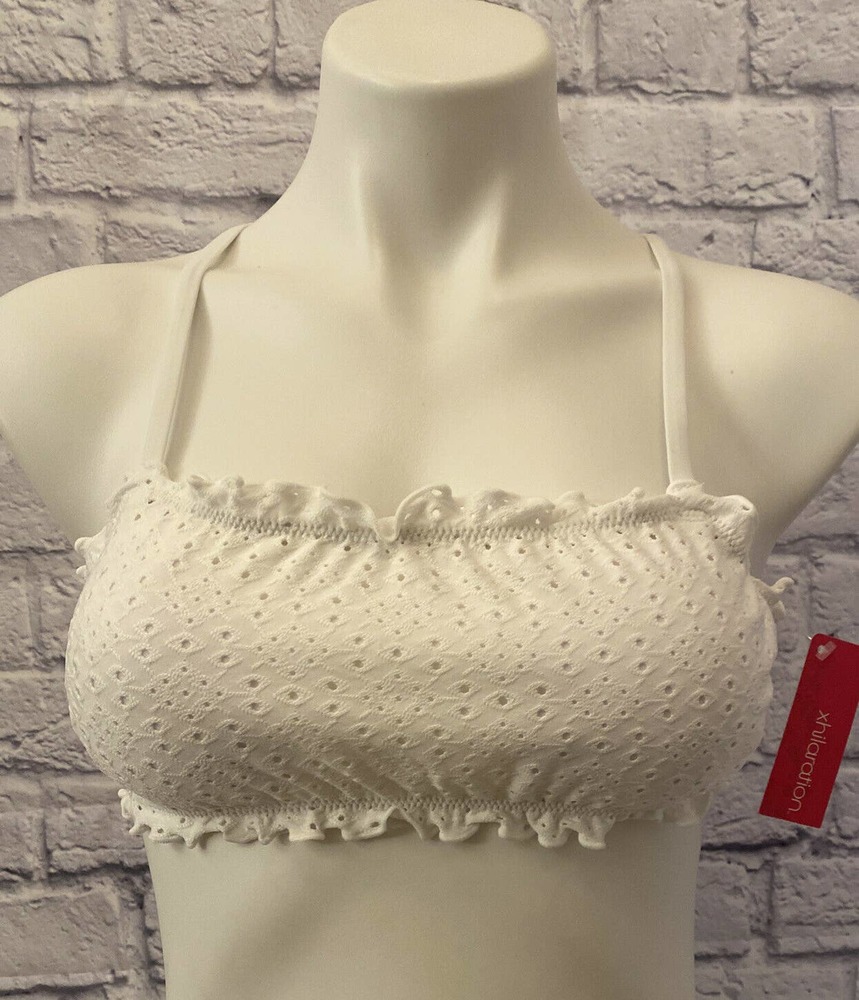Juniors' Eyelet Bralette Bikini Top - Xhilaration White Size Small (0-2)